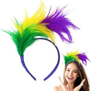 Mardi Gras Bendable Feather Headband